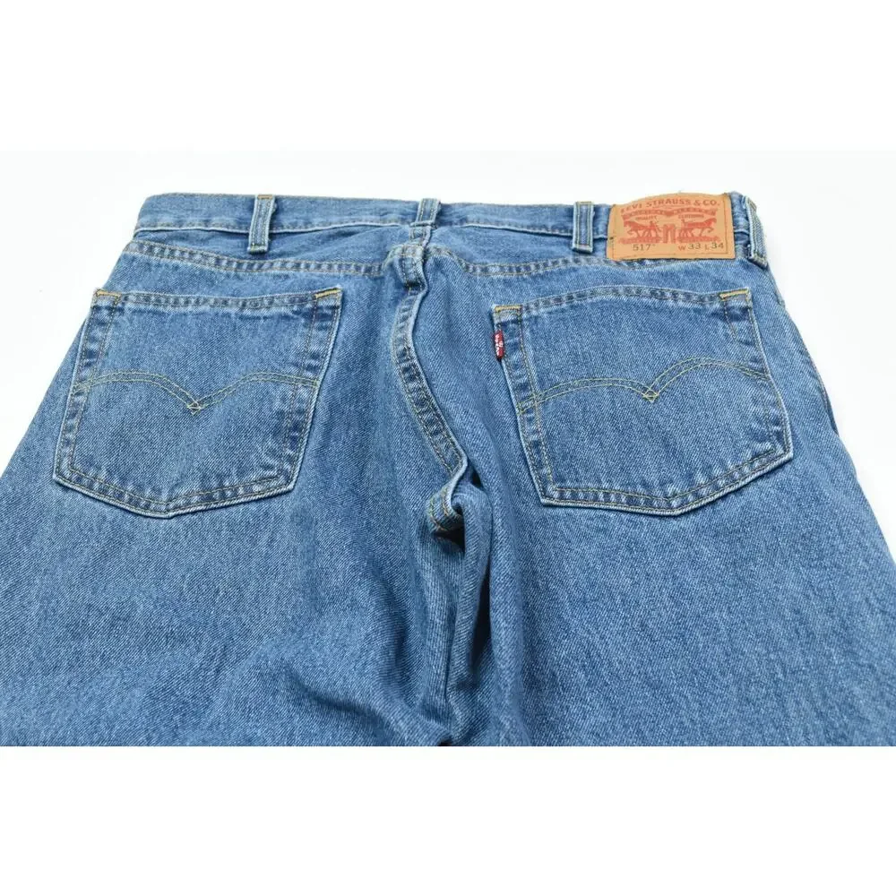 Levis 517 Boot Cut Jeans Mens 33x34 Blue Slim Fit High Rise Cotton Denim
